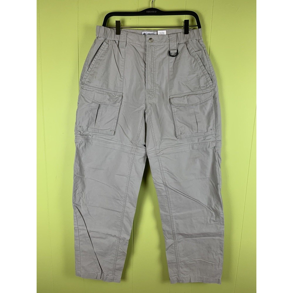 Columbia Mens Pants Shorts 34 X 32 Cargo Hiker Fisherman Light Khaki Cotton